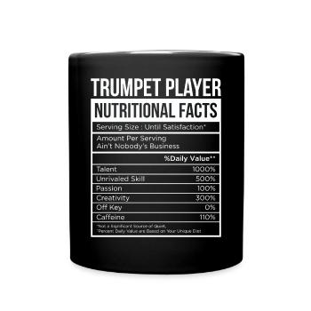 Funny Trumpet Player Faits nutritionnels pour trompette - Mug uni - noir - Devant