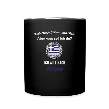 Kreta Urlaub Fernweh Reise Spruch Griechisch - Tasse einfarbig - Schwarz - Vorne
