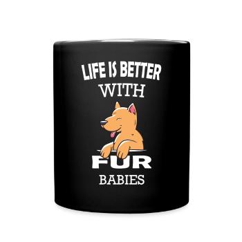 La vie est meilleure avec les chiots à fourrure - Mug uni - noir - Devant