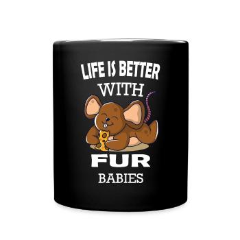La vie est meilleure avec une souris bébé rat à fourrure - Mug uni - noir - Devant