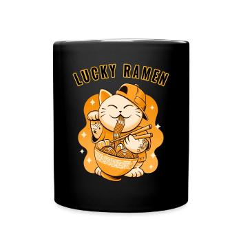 Funny ramen Cat Animal Japanese Food - Full Colour Mug - black - Front