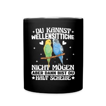 Wellensittich Wellensittiche Vogel - Tasse einfarbig - Schwarz - Vorne