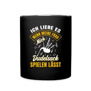 Dudelsack Sackpfeife Dudelsackspieler Instrument - Tasse einfarbig - Schwarz - Vorne