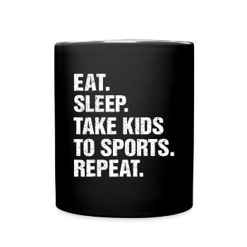 Cadeau VINTAGE, Eat Sleep Emmenez les enfants au sport Répétez - Mug uni - noir - Devant