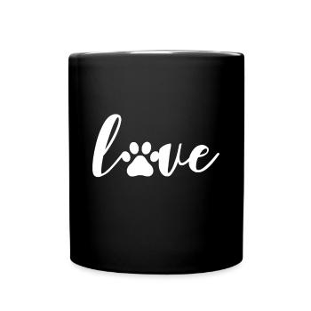 Paw Print Love Heart Funny Cool Dog Cat Mom Pet An - Full Colour Mug - black - Front