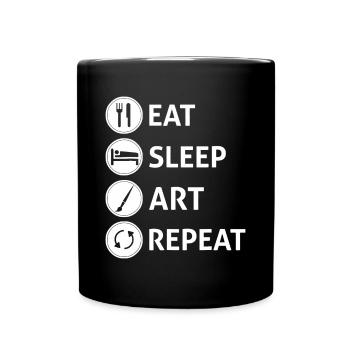 Funny Eat Sleep Art Repeat Artist Creative Gift - Full Colour Mug - black - Front