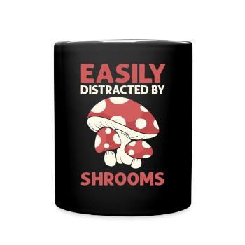 Facilement distrait par les champignons. Collecte de champignons - Mug uni - noir - Devant