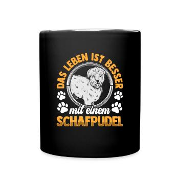 Leben mit Schafpudel altdeutscher Hütepudel - Tasse einfarbig - Schwarz - Vorne