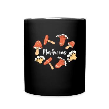 Fungi. Morel Hunter Foraging Mushroom Collecting - Full Colour Mug - black - Front
