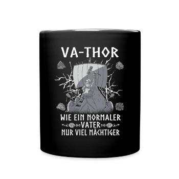 Herren Vathor - Vatertag Vatertagsgeschenk Viking - Tasse einfarbig - Schwarz - Vorne
