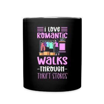 I love romantic walks through - Full Colour Mug - black - Front
