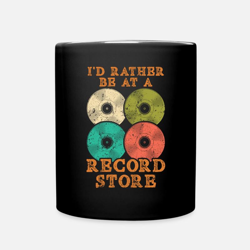 Ich wäre lieber in einem Plattenladen Vinyl Player Musik - Tasse einfarbig - Schwarz