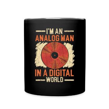 I'm An Analog Man In A Digital World Vinyl Record - Full Colour Mug - black - Front