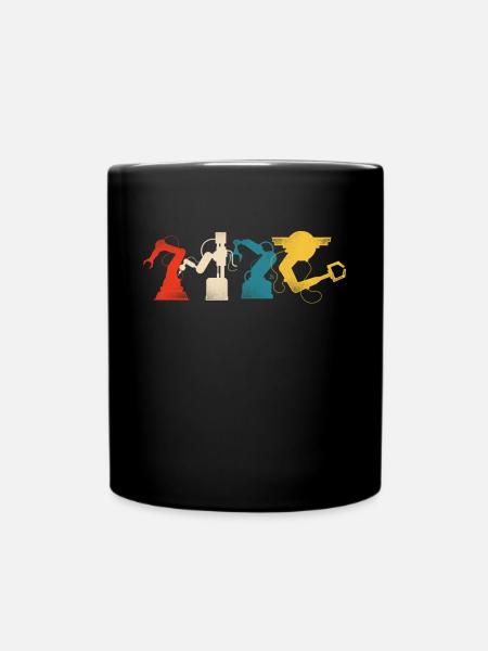 Robot Robotics Engineer Retro - Tasse einfarbig - Schwarz
