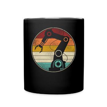 Robot Robotics Engineer Retro - Full Colour Mug - black - Front