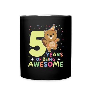 Castor pour les enfants de cinq ans de 5 ans - Mug uni - noir - Devant