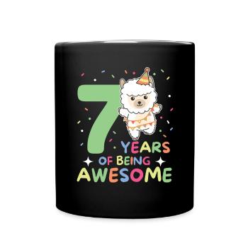 Alpaga pour les enfants de 7 ans de sept ans - Mug uni - noir - Devant