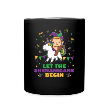 Singe de Mardi Gras avec costume de carnaval de licorne - Mug uni - noir - Devant