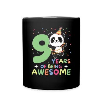Panda for 9th birthday children nine years old - Full Colour Mug - black - Front