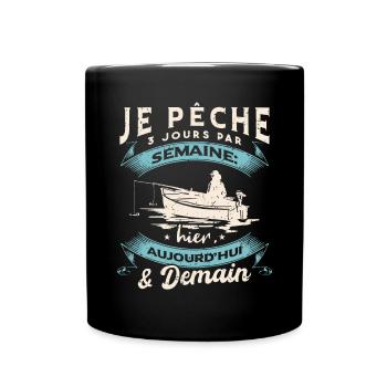 Drôle Pêcheur Humour Pêche - Mug uni - noir - Devant