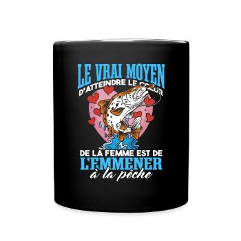 Drôle Hommes Pêcheur Humour Pêche - Mug uni - noir - Devant