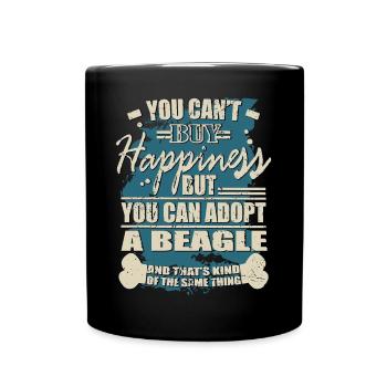Glück kann man kaufen. Beagle - Tasse einfarbig - Schwarz - Vorne