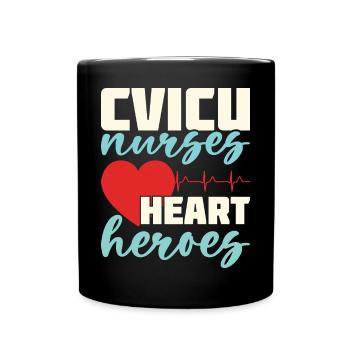 CVICU Krankenschwestern Herz Helden - Tasse einfarbig - Schwarz - Vorne