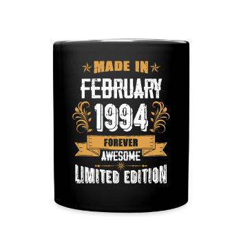 Februar 1994 Vintage Jahrgang Geburtstag - Tasse einfarbig - Schwarz - Vorne