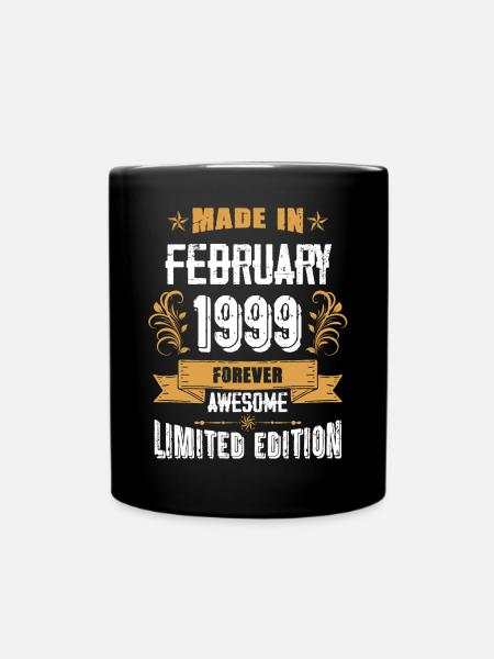 Februar 1999 Vintage Jahrgang Geburtstag - Tasse einfarbig - Schwarz