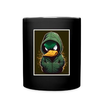 Vogel Ente Gans Morgenmuffel Sarkasmus Kollege - Tasse einfarbig - Schwarz - Vorne