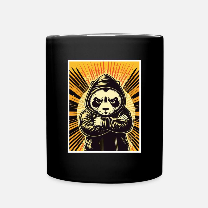 Panda Bär Morgenmuffel Sarkasmus Kollege - Tasse einfarbig - Schwarz