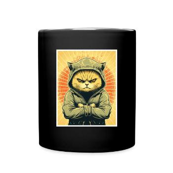 Katze Kätzchen Morgenmuffel Sarkasmus Kollege - Tasse einfarbig - Schwarz - Vorne