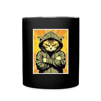Katze Kätzchen Morgenmuffel Sarkasmus Kollege - Tasse einfarbig - Schwarz - Vorne
