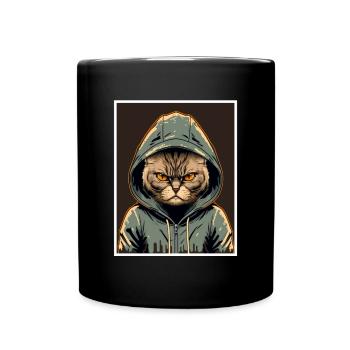 Katze Kätzchen Morgenmuffel Sarkasmus Kollege - Tasse einfarbig - Schwarz - Vorne