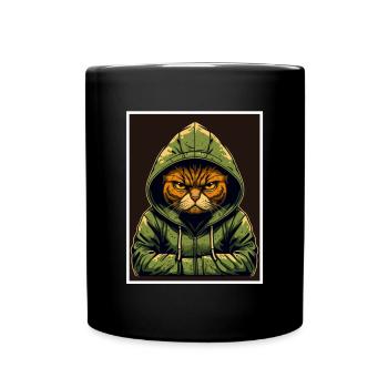 Katze Kätzchen Morgenmuffel Sarkasmus Kollege - Tasse einfarbig - Schwarz - Vorne
