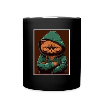 Katze Kätzchen Morgenmuffel Sarkasmus Kollege - Tasse einfarbig - Schwarz - Vorne