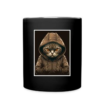 Katze Kätzchen Morgenmuffel Sarkasmus Kollege - Tasse einfarbig - Schwarz - Vorne