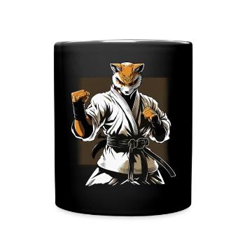 Karate Fighter Fox - Japanische Karateka - Tasse einfarbig - Schwarz - Vorne