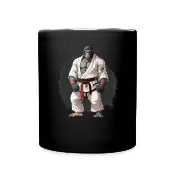 Japan Karate Gorilla in Keikogi - Karateka Fighter - Tasse einfarbig - Schwarz - Vorne