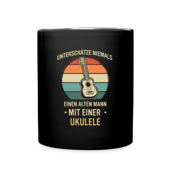 Ukulele Ukulele-Spieler Ukulelist - Tasse einfarbig - Schwarz - Vorne