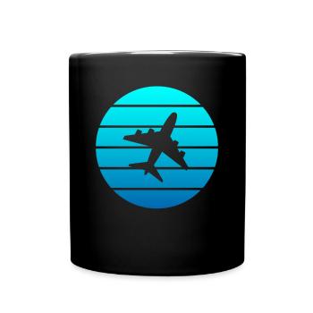 Flugzeug - Tasse einfarbig - Schwarz - Vorne