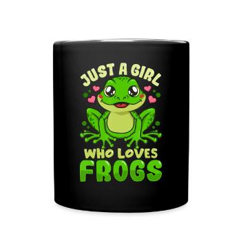 Frosch Nur ein Mädchen, das Frösche liebt Lustiger Froschliebhaber - Tasse einfarbig - Schwarz - Vorne