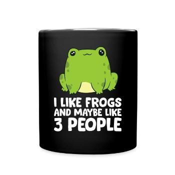 Amoureux des grenouilles J’aime les grenouilles et peut-être comme 3 personnes - Mug uni - noir - Devant