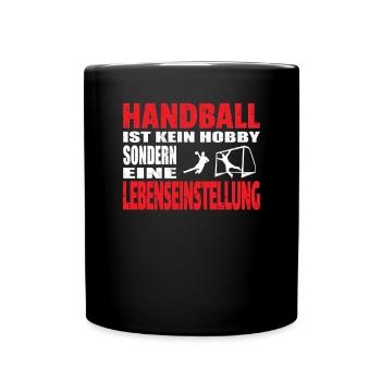 Handball Zubehör handballer Motiv - Tasse einfarbig - Schwarz - Vorne
