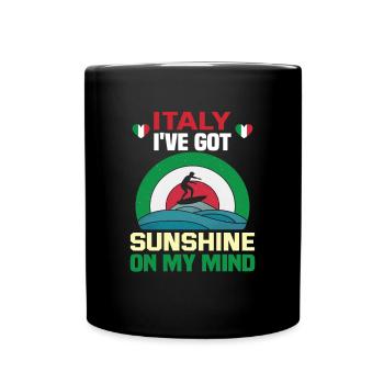 Italie vacances à la plage au bord de la mer Design beach motif - Mug uni - noir - Devant