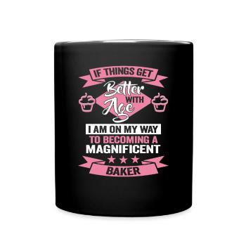 Baker Birthday Hobby Baker Pastry Chef - Full Colour Mug - black - Front