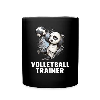 Volleyball Trainer - Niedlicher Volleyball Panda - Tasse einfarbig - Schwarz - Vorne