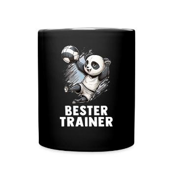 Volleyball Trainer - Süßer Panda Volleyball - Tasse einfarbig - Schwarz - Vorne