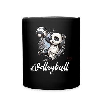 Liebe Volleyball - Niedlicher Volleyball-Panda - Tasse einfarbig - Schwarz - Vorne