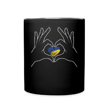 Mains de symbologie du drapeau cardiaque ukrainien - Mug uni - noir - Devant